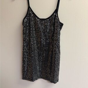 Y2K VANITY Black Sequin Spaghetti-Strap Tank Top